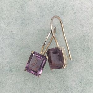 Sterling silver amethyst drop earrings
